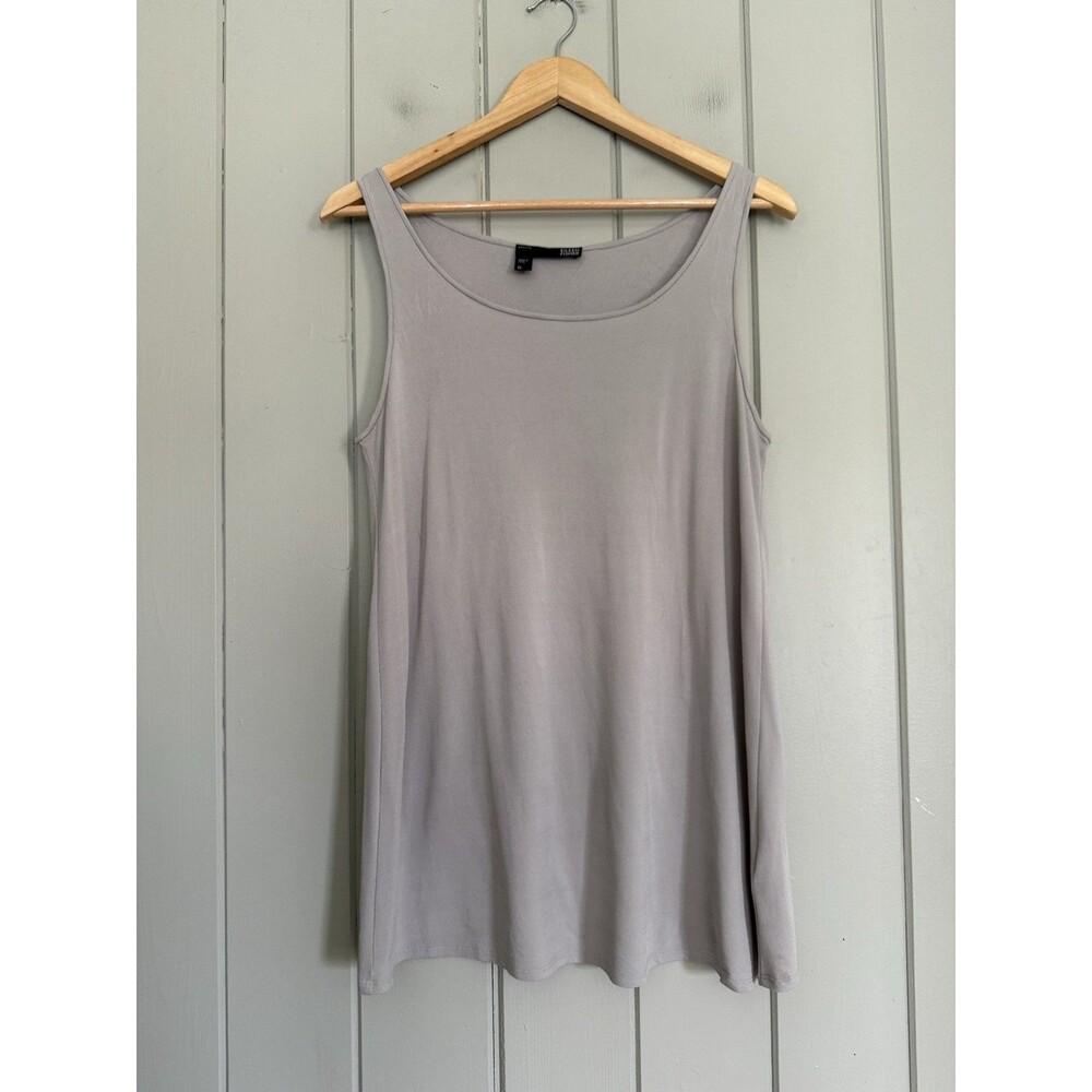 Eileen Fisher 100% Silk Jersey Scoop Neck Tank Top Light Blue Grey Womens Medium